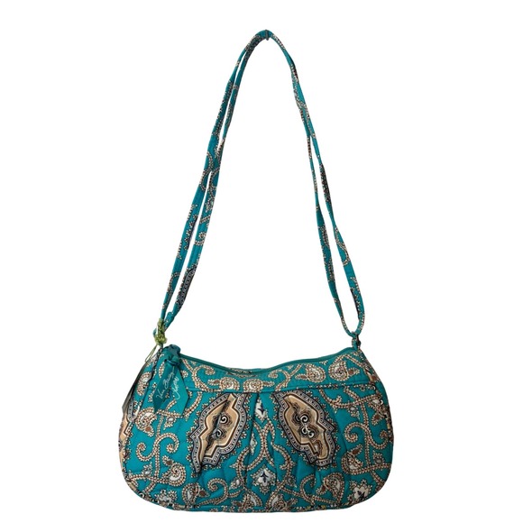 NWT Vera Bradley Frannie Totally Turq Crossbody Purse Bag Retired Print Quilted - Picture 2 of 9